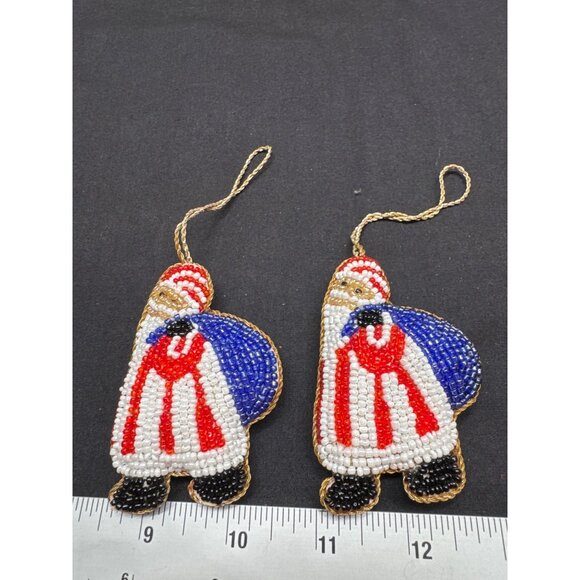 Handcrafted St Nicholas Parvex A Warsi Glass Beaded Santa Claus Ornaments Set 8 - Picture 4 of 12